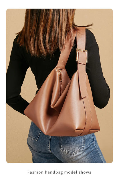 FOXER Large Soft Split Leather Shoulder Bag