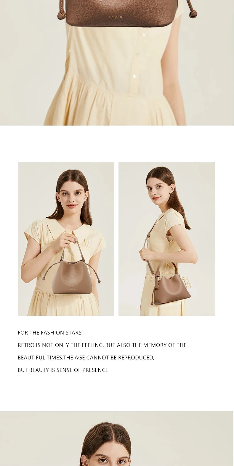 FOXER Brand Women's Top-handle Bucket Bag  2026 New Trendy Hot Selling Fashion Versatile Female Shoulder Crossbody Bag Purse
