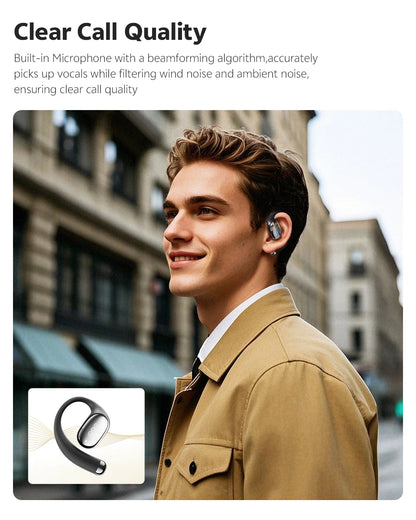 QCY Crossky R70 Wireless Headphones - Hi-Res Open-Ear Bluetooth 6.0 Earhooks with Bass Boost