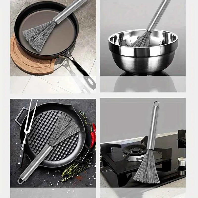 Commercial Stainless Steel Scrubber | Heavy Duty Long Handle Rust-Resistant for Pots/Pans & Grill Cleaning