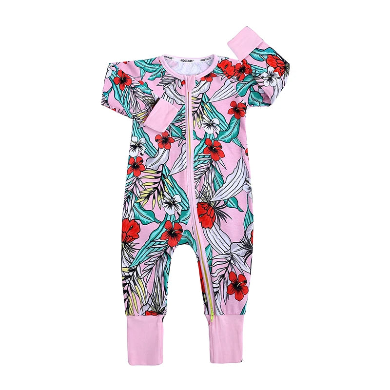 Kids Tales Little Moments Cotton-Blend Double-Zip Baby Romper