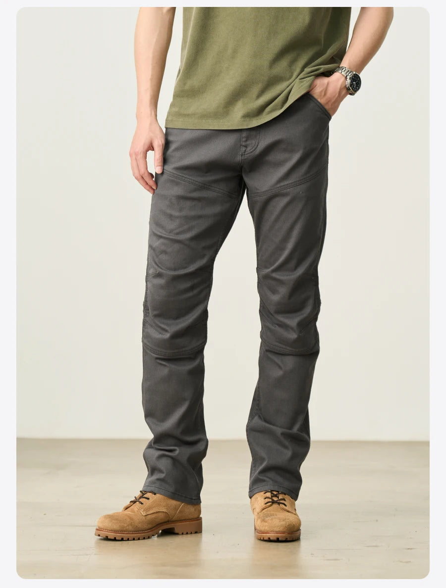 SIMWOOD 2026 Spring New Draping Motorcycle Riding Jeans Men 10oz Fashion Denim Trousers
