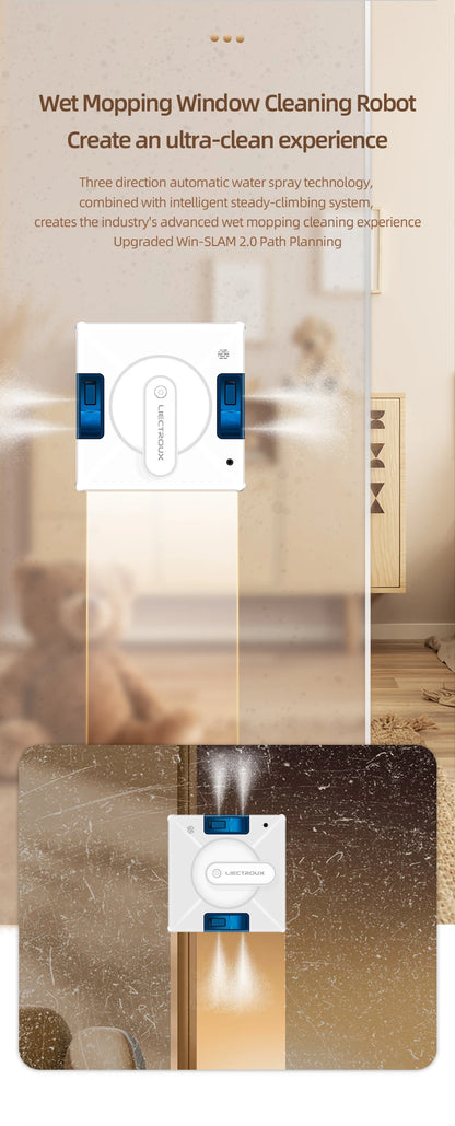 Liectroux YW509 Robot Window Cleaner with 4-Way Water Spray