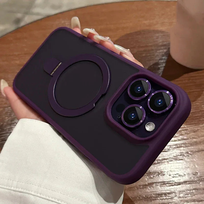 QIXTWO Luxury Metal Holder Magnetic Wireless Charge Phone Case - ShopHub