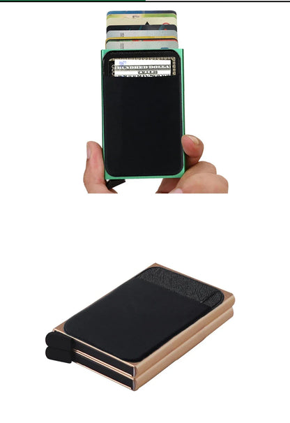 RFID Metal Wallet Double Card Case Pop Up Card Holder 12 Cards Automatic Aluminum Box Cardholder Smart Minimalist Walet for Men