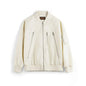 Maden Men's Vintage L2B Pilot Jacket White Lightweight Flight Bomber Jacket Short Zip-Up Casual Baseball Coat for Spring Autumn