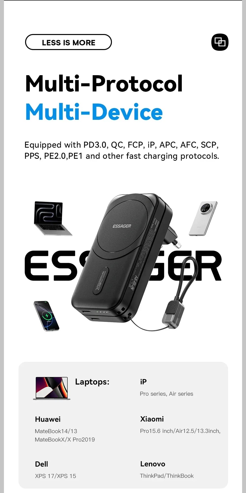 【NEW】Essager 3-in-1 Magnetic 65W GaN Charger and Wireless Power Bank - ShopHub