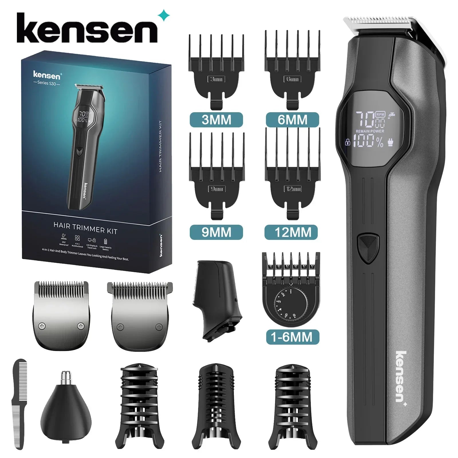 Kensen S30 4 in 1 Cordless Hair Clipper - ShopHub