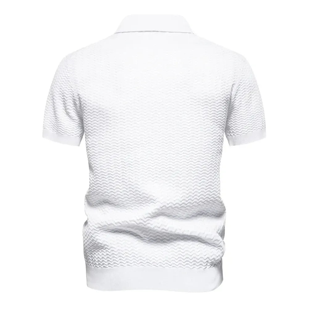 New Summer Ribbed Knit Polo Shirts - ShopHub