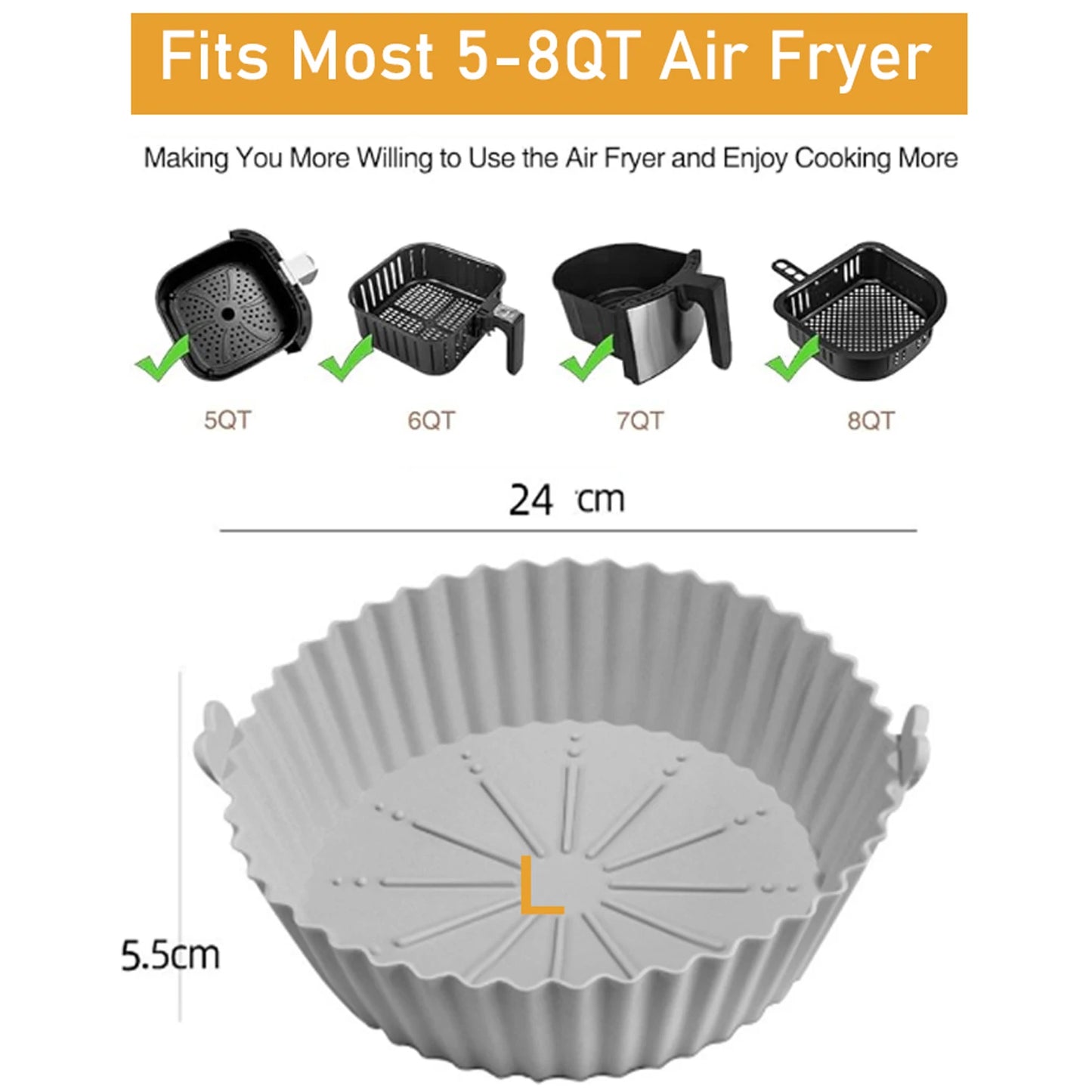 Air Fryer Silicone Liners Round 7/8/9 inch