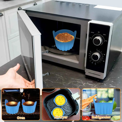 Air Fryer and Steamer-Specific Non-Stick Baking Molds - Easy Demolding for Cakes and Cupcakes - Reusable and Dishwasher Safe