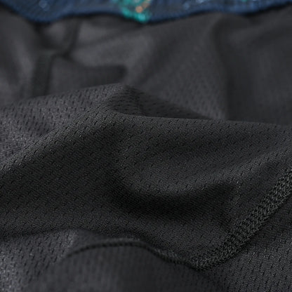 Men's DATIFER 2026 fashion boardshorts with side zipper pockets, polyester fabric, long liner, suitable for beach and gym use.