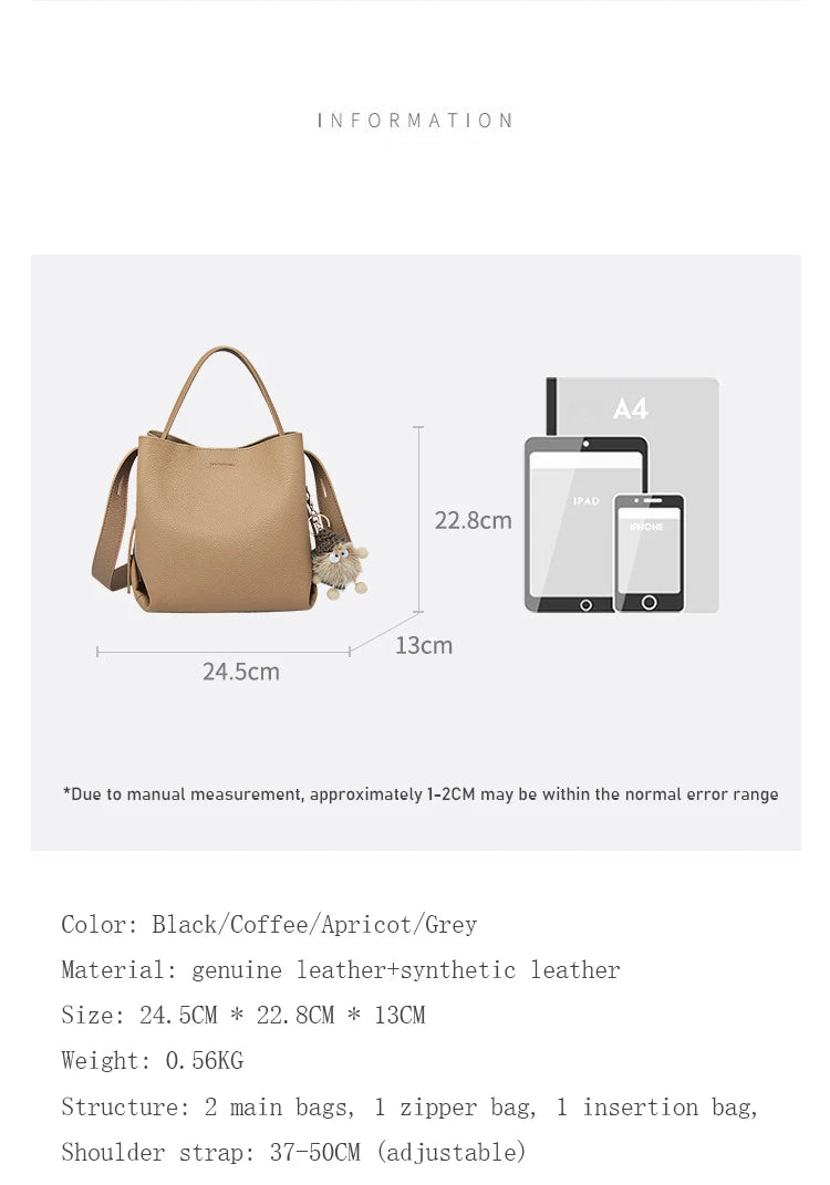 FOXER Genuine Leather Handbag — Premium Women's Shoulder Bag