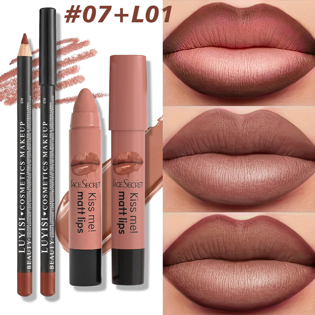 2pcs/Set Professional Lip Liner & Lipstick Kit