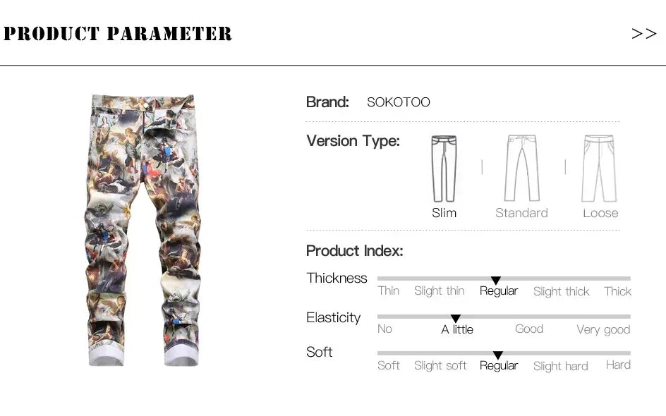 Men’s Classical Painting Print Jeans - ShopHub