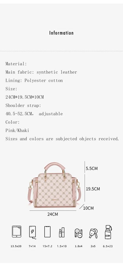 FOXER Vintage Leather Women Handbag Classic Top‑Handle Tote Bag PVC Leather Large Capacity Shoulder Bag Ladies Crossbody Purse