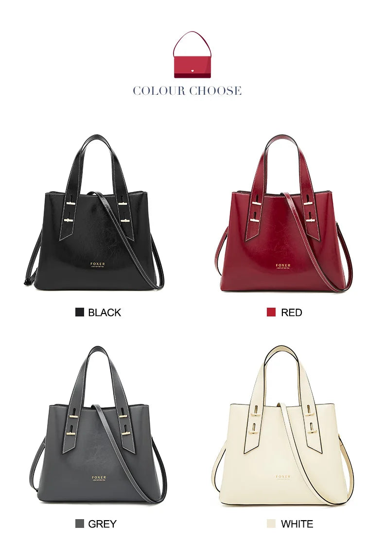 High Quality Women Split Leather Handbag Fashion Workplace Big Capacity Tote Bag Commuter Crossbody Shoulder Bags Mother's Gift
