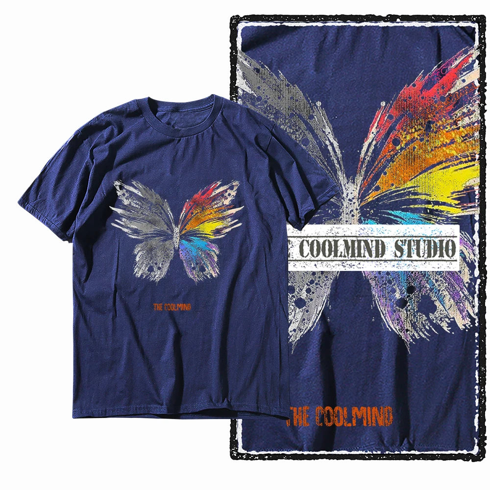 COOLMIND X0111 Butterfly Bliss Graphic Cotton Tee