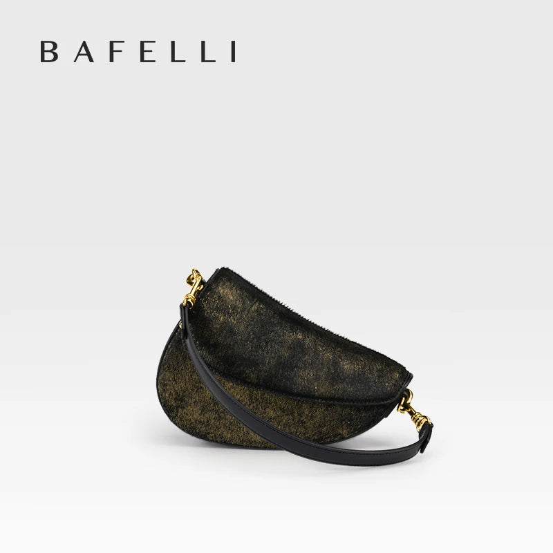 BAFELLI Animal-Print Cow Leather Saddle Bag