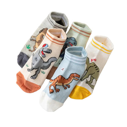 5 Pairs Boys' Dinosaur Socks – Soft & Breathable (4 sizes available) Habicare