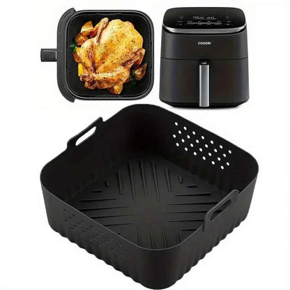 Single Pack Silicone Air Fryer Liner, Reusable Non-Stick Square Mat for Oven Baking, Dishwasher Safe