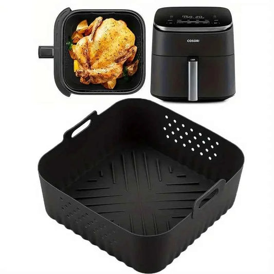 Single Pack Silicone Air Fryer Liner, Reusable Non-Stick Square Mat for Oven Baking, Dishwasher Safe