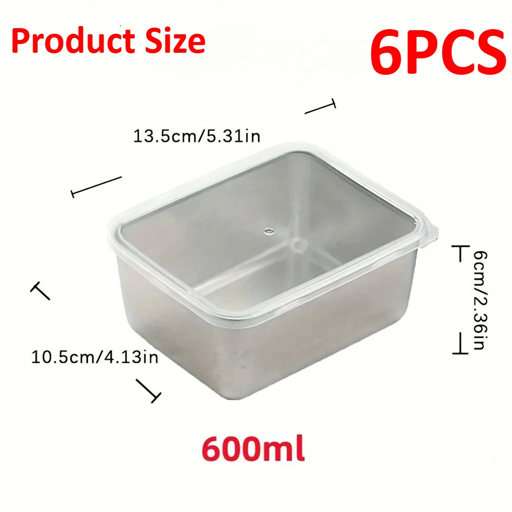 6-Piece Stainless Steel Food Containers Set