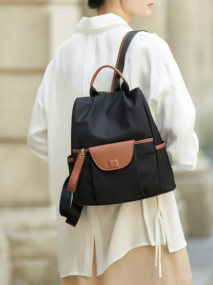 ZOOLER Oxford & Leather Patchwork Backpack
