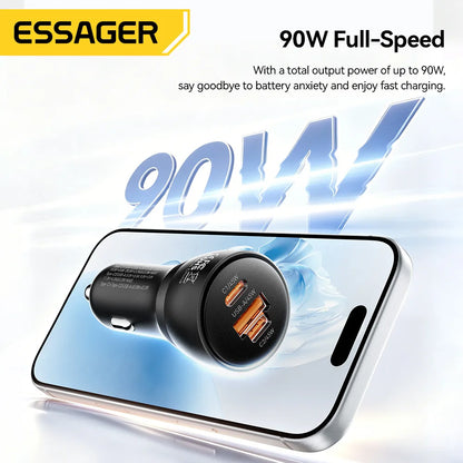 Essager 90W Dual-Port USB Type-C Car Charger with 45W PD Fast Charging