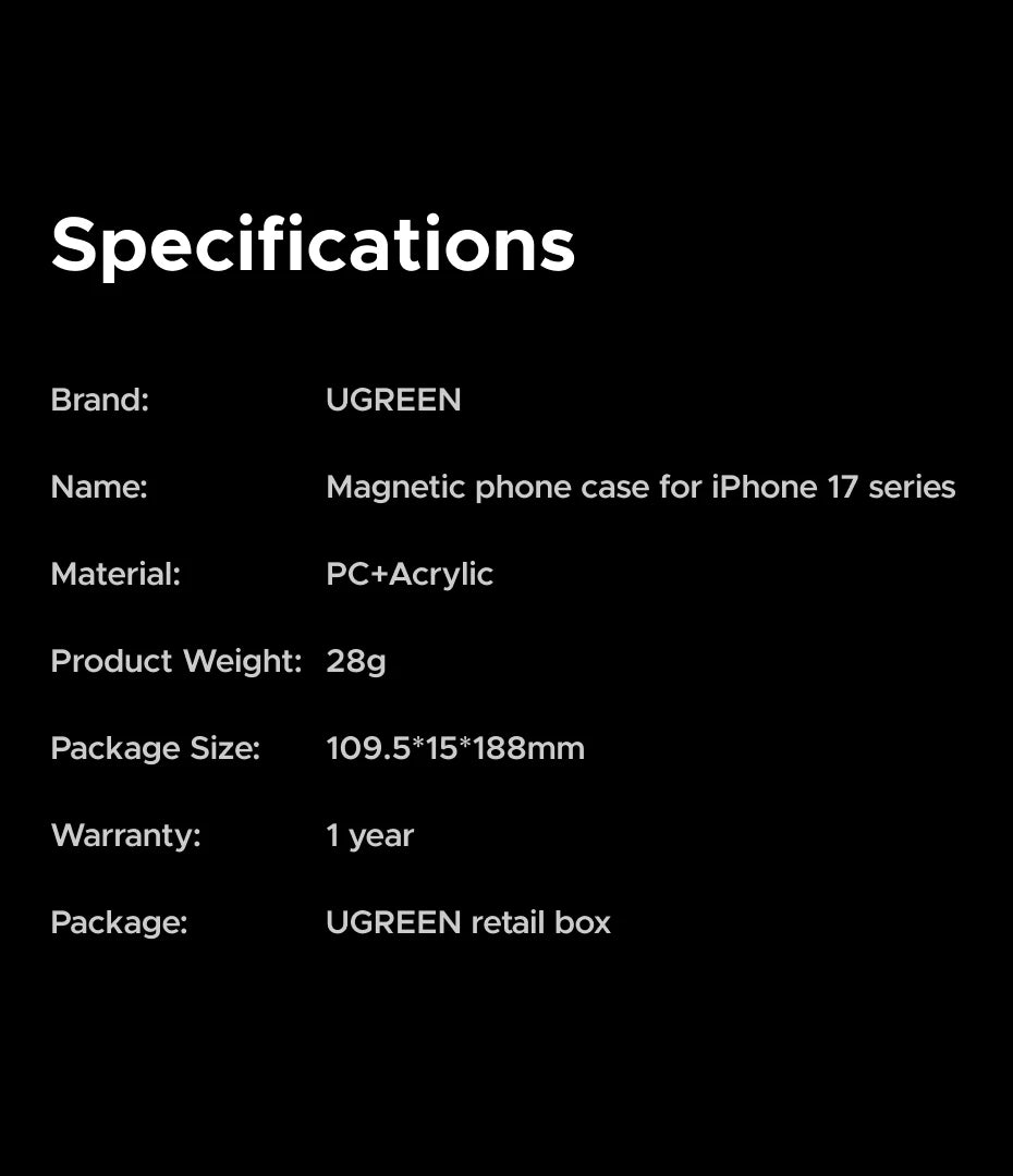 UGREEN Never Yellow PC Magnetic Case for iPhone 18 17 Pro 18Pro Max Shockproof Anti-Yellowing Clear Hard Cover for MagSafe Cases
