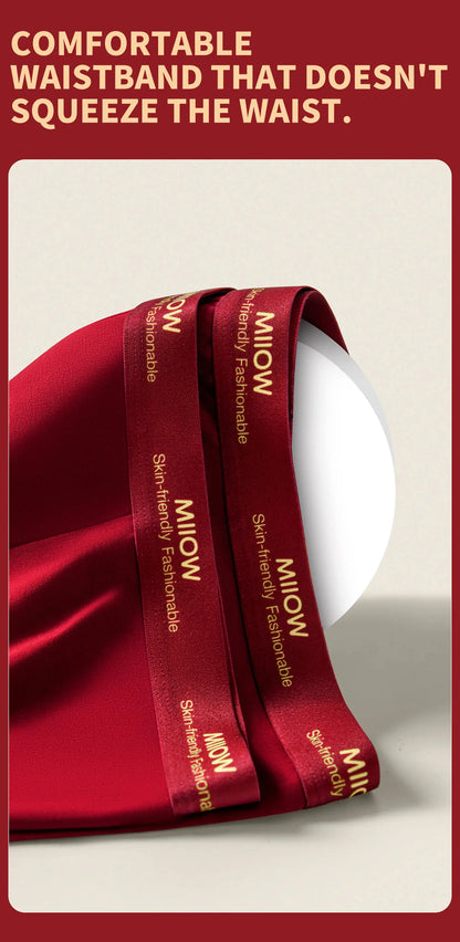 MiiOW 3Pcs Men's Antibacterial Cotton Boxers Lucky Red Breathable Underwear