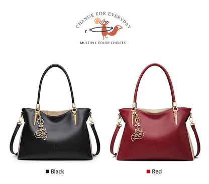 FOXER Leather Women's Shoulder Bag Cowhide Leather Crossbody Bag Luxury Female Handbag Tote Purse Festival Gift for Wife,Mom