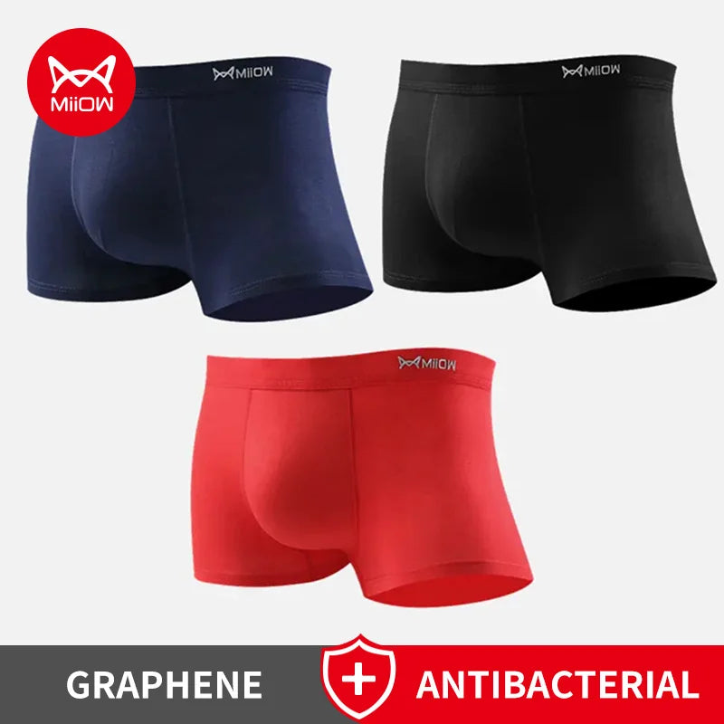 MiiOW 3Pcs Men's Cotton Boxer Briefs