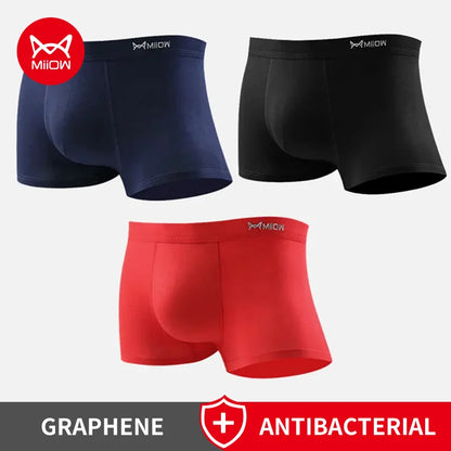 MiiOW 3Pcs Men's Cotton Boxer Briefs