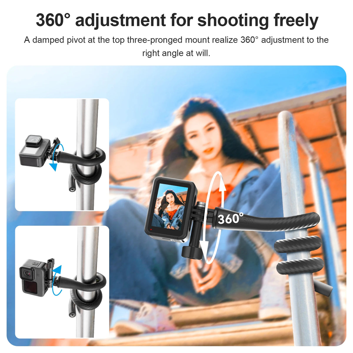 TELESIN Flexible Selfie Stick Monopod Tripod