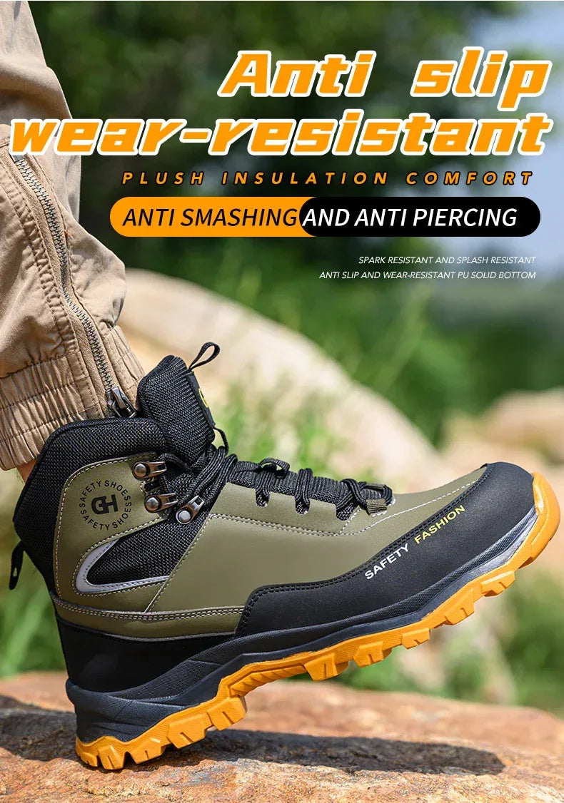 Men's Work Safety Boots Featuring Steel Toe Protection, Anti-Puncture Design - ShopHub