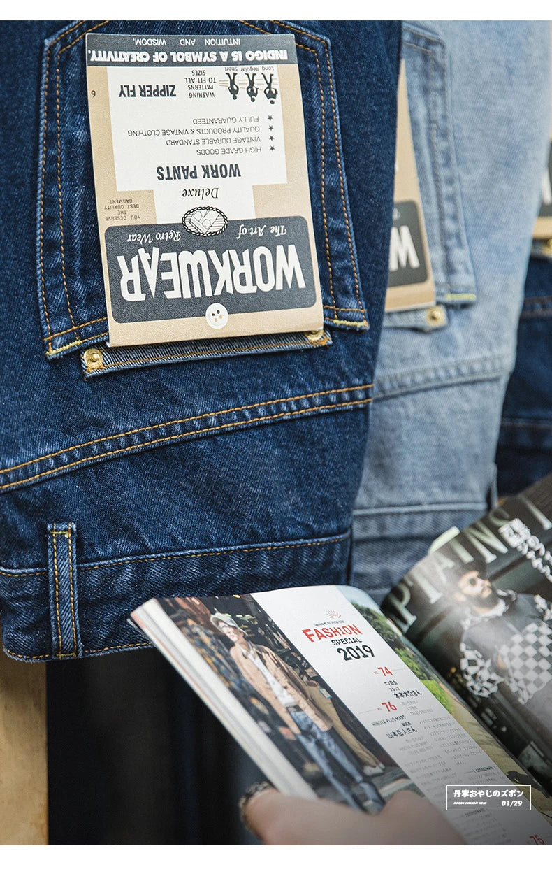 Maden Washed Denim 12.8 oz Retro Loose Straight Jeans