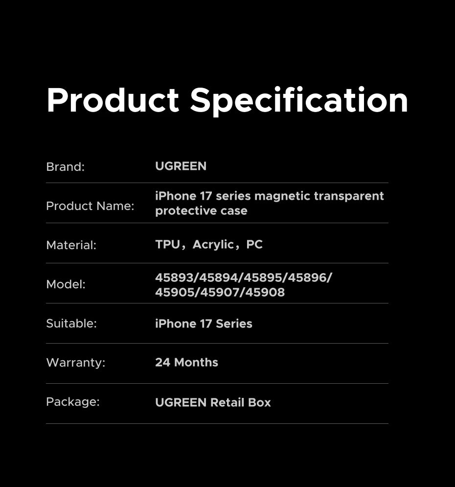 UGREEN Never Yellow Magnetic Case for iPhone 18 Pro Max 17 Pro Max Cases Shockproof Cover for Magsafe Macsafe Cases