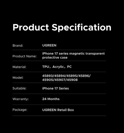 UGREEN Never Yellow Magnetic Case for iPhone 18 Pro Max 17 Pro Max Cases Shockproof Cover for Magsafe Macsafe Cases