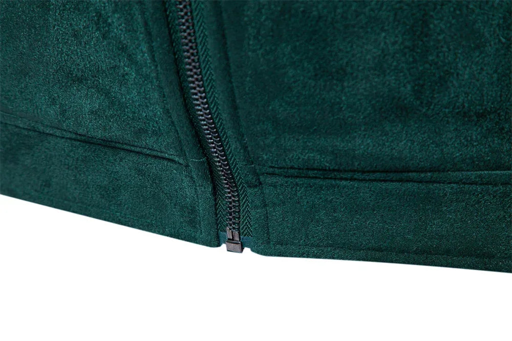 AIOPESON Men's Stand Collar Zip Suede Jackets - ShopHub