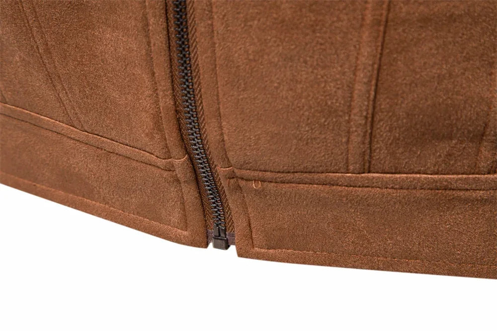AIOPESON Men's Brown Suede Turn Down Collar Jackets - ShopHub