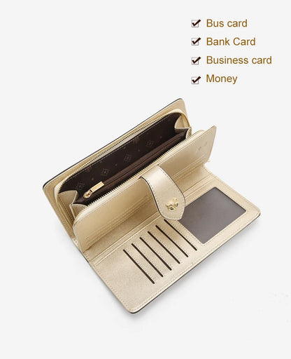 FOXER Split Leather Women's Long Clutch Wallet