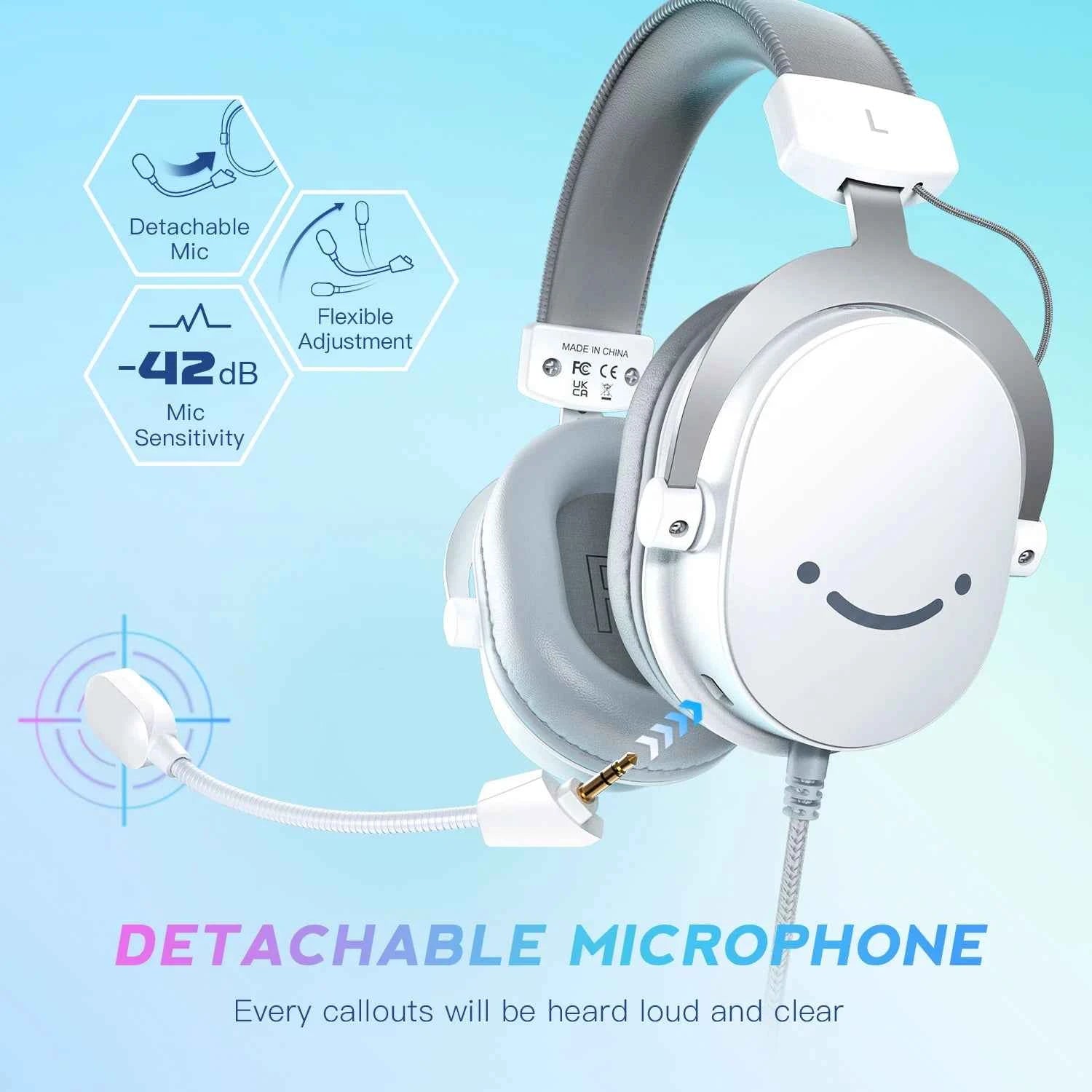 FIFINE USB Gaming Headset with 7.1 Surround Sound/3.5mm Jack/Microphone,Over-Ear Wired Headphone for PC PS4/5 Xbox Ampligame H9W