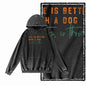 Vintage Dog Graphic Acid-Washed Black Hoodie