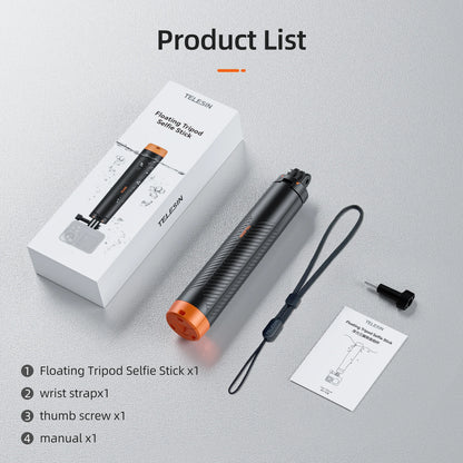 TELESIN Underwater Buoyancy Bar Diving Extendable Selfie Stick