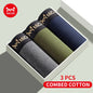 MiiOW 3Pcs Men's Antibacterial Boxer Underwear - Cotton Breathable Mesh Crotch Plus Size Boxershorts
