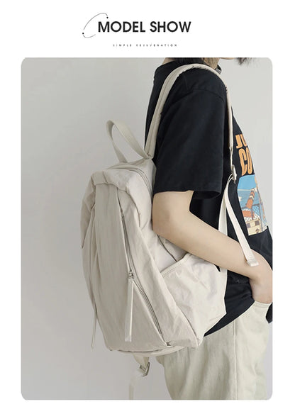 FOXER Simple Solid Color Backpack Women Backpack Waterproof Cotton Fabric Laptop School Bag Fashion Teenage Girl Travel Book Bag