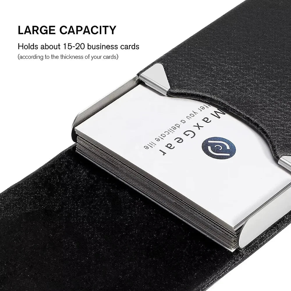 RFID Business Credit Card Holders Luxury Leather Men Wallets Metal Bank Cardholder Case Storage Visit Purses Minimalist Wallet