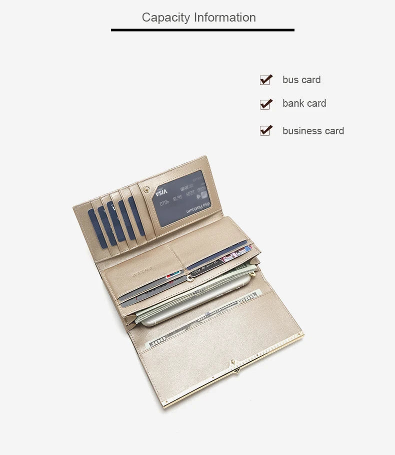FOXER Split Leather Women's Long Wallet