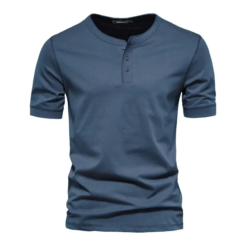 AIOPESON 100% Cotton Henley Collar T-Shirts - ShopHub